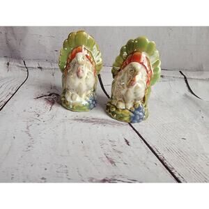 Vintage Turkey Salt and Pepper Shakers Thanksgiving Porcelain Ceramic Colorful